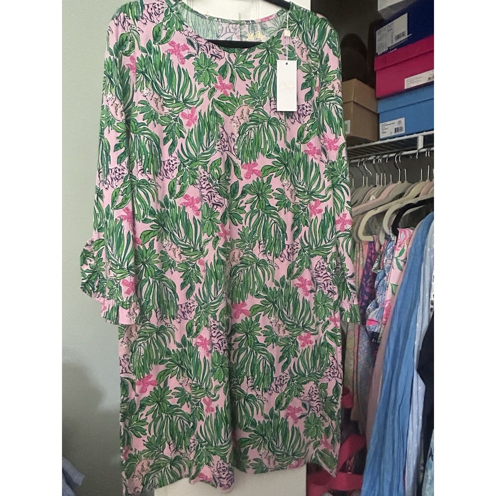 Lilly Pulitzer NWT Nichole Dress Pink Roaring With Joy Size XL Preppy Cats
